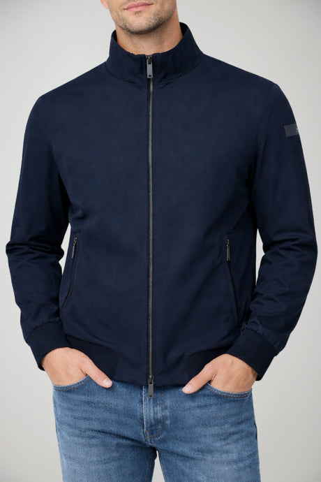 Bomber da uomo RRD in tessuto tecnico opaco con zip e logo al braccio