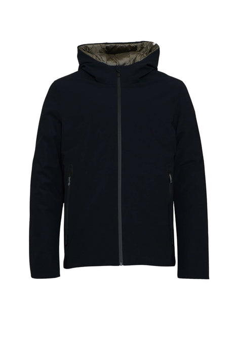 Giubbino da uomo RRD in tessuto tecnico con cappuccio e zip fronte