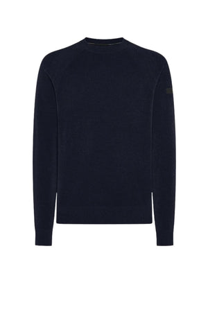 Maglione da uomo RRD in velluto a girocollo fronte blu navy