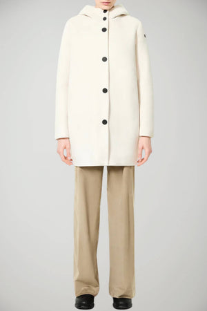 Parka da donna RRD in velluto con cappuccio e logo al braccio outfit