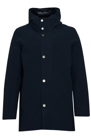 Parka da uomo RRD in tessuto tecnico con cappuccio e bottoni fronte