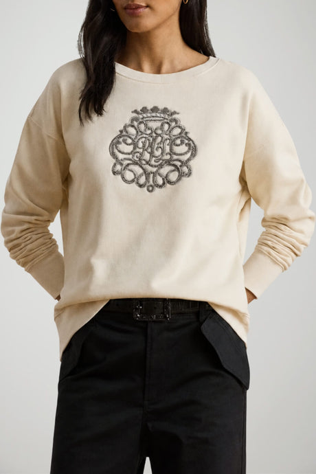 Ralph Lauren Felpa Donna con Maxi Decorazione Centrale