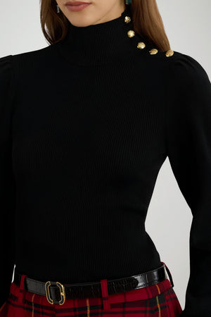 Ralph Lauren Maglia Donna a Costine con Bottoni a Contrasto