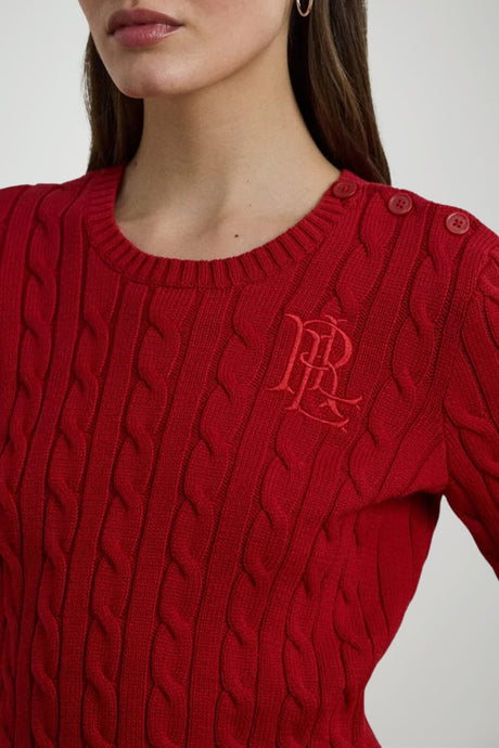 Ralph Lauren Maglia Donna a Costine con Bottoni Laterali al Collo