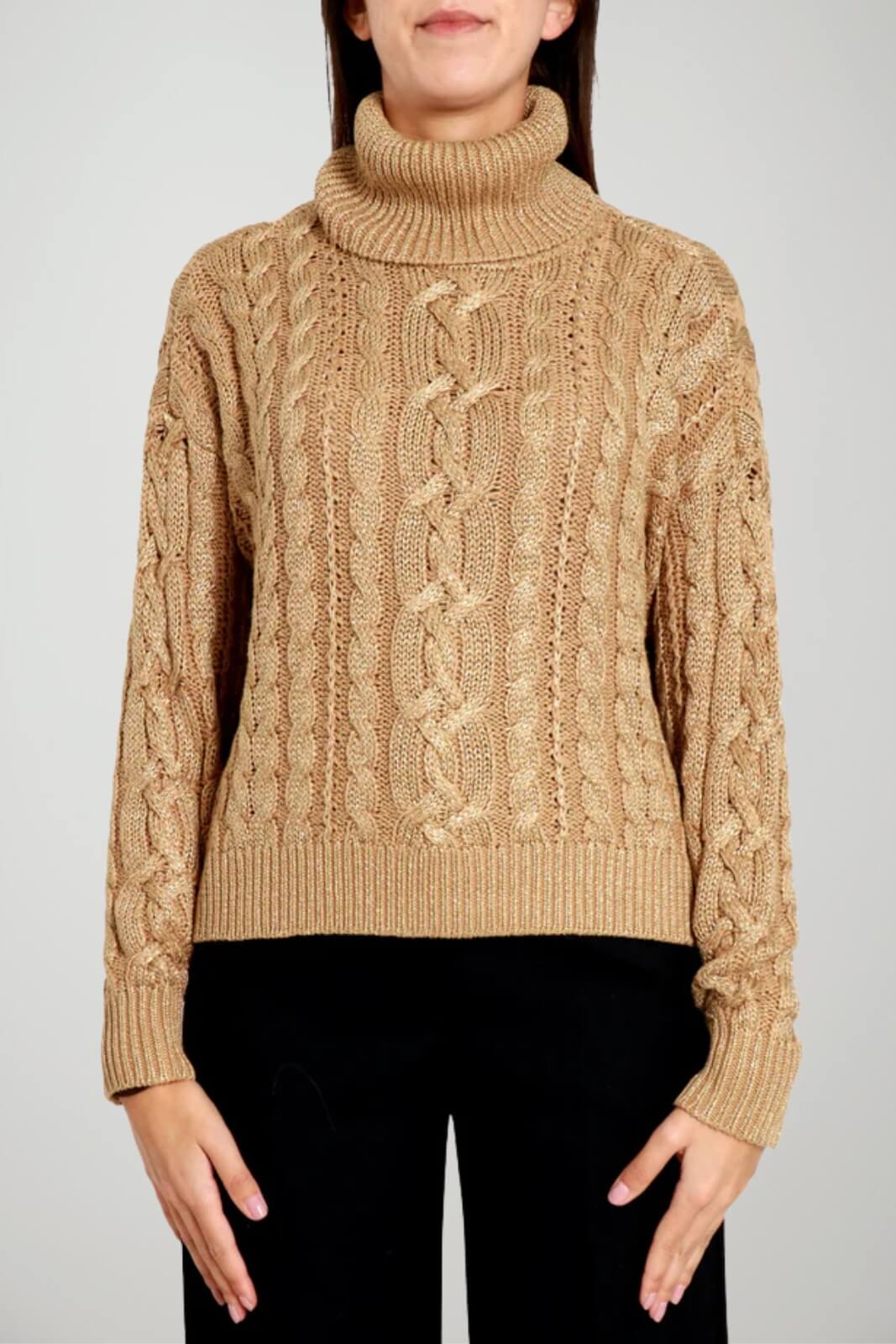 Ralph Lauren Maglia Donna Dolcevita Trecce in Lurex