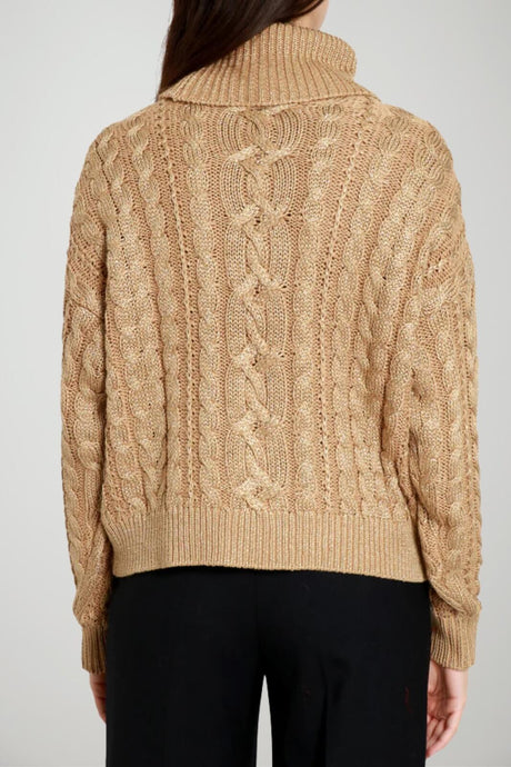 Ralph Lauren Maglia Donna Dolcevita Trecce in Lurex
