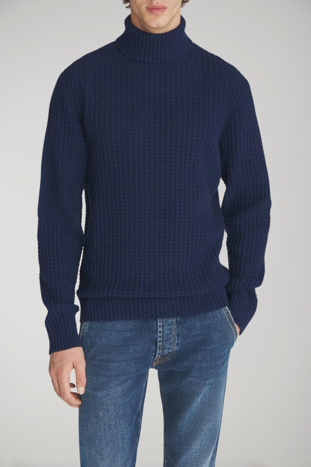 Roy Roger’s dolcevita uomo WAFFLE in lana merino