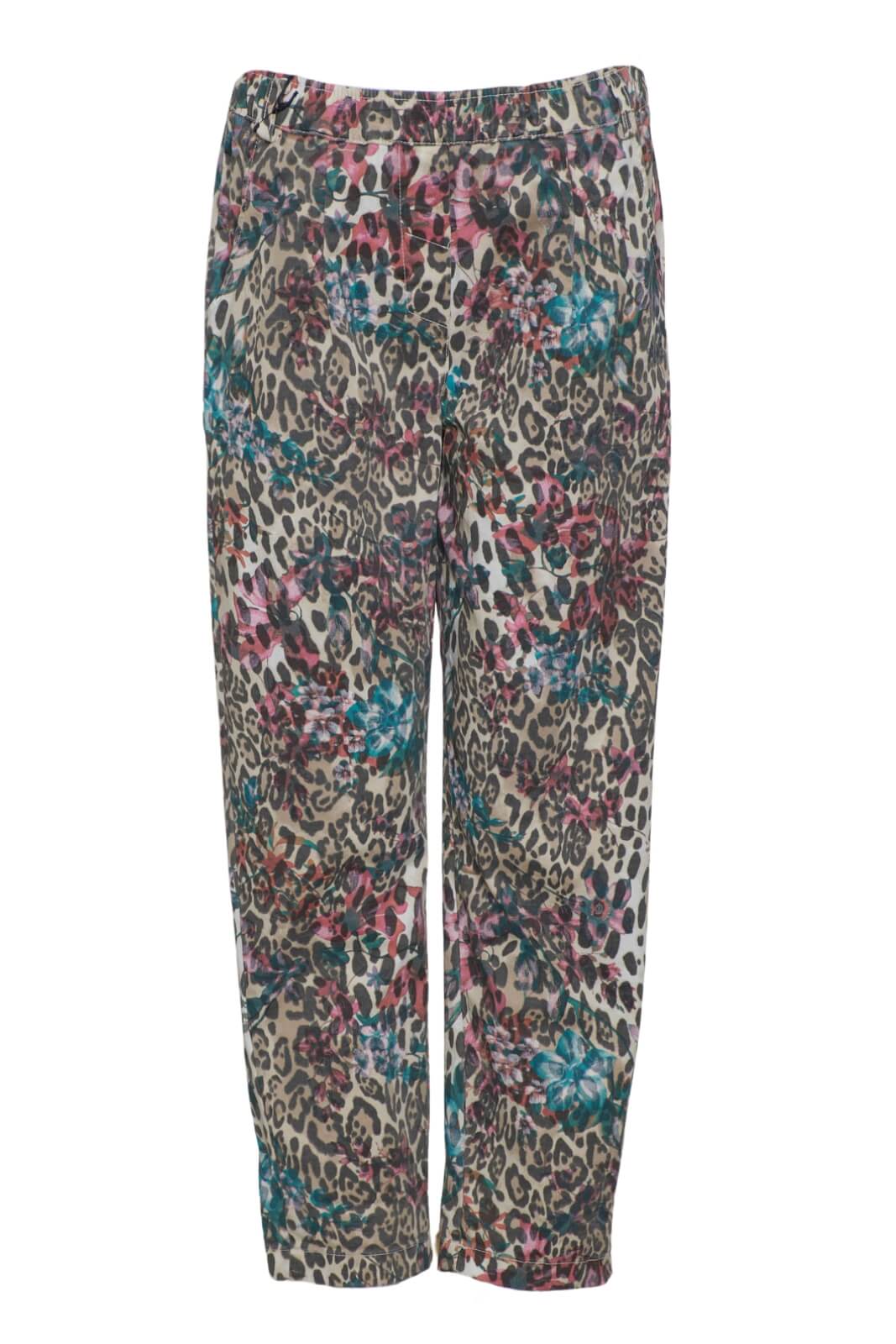Tension in Women's Trousers with Spotted and Floral Print