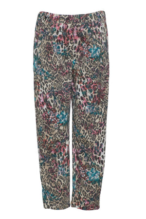 Tension in Women's Trousers with Spotted and Floral Print