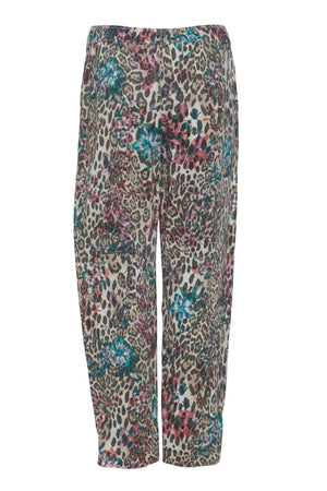 Tension in Women's Trousers with Spotted and Floral Print