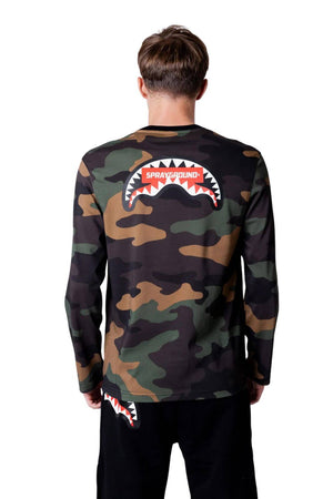 Sprayground men's T Shirt CAMO IN MY TEETH LONG T SHIRT