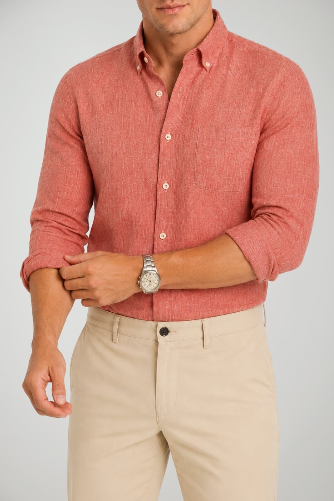 Sartori Camicia Uomo in Misto Lino con Taschino