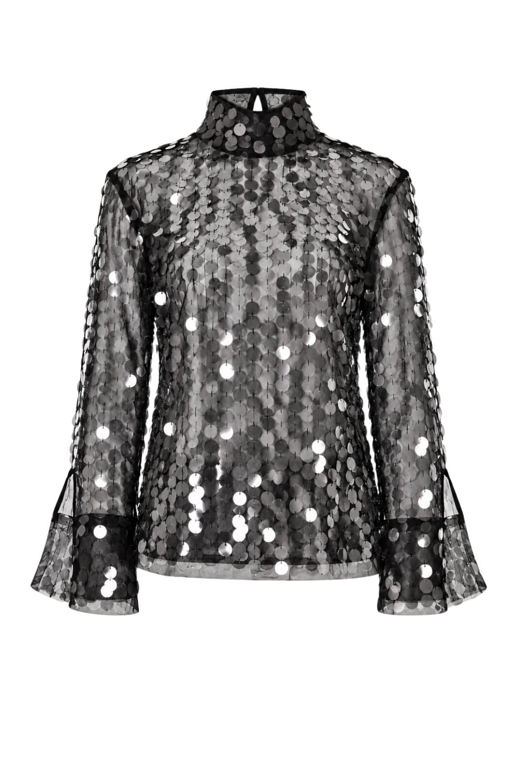 Semicouture Blusa Donna in Tulle con Paillettes All Over