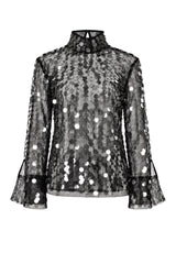 Semicouture Blusa Donna in Tulle con Paillettes All Over