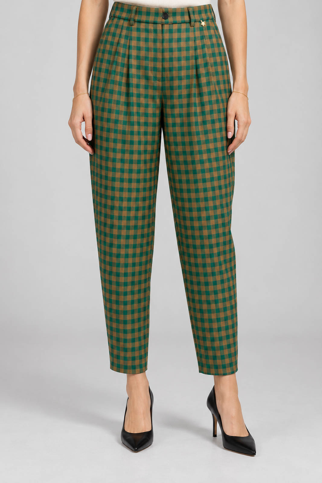 Souvenir Pantaloni Donna a quadri con doppia pences