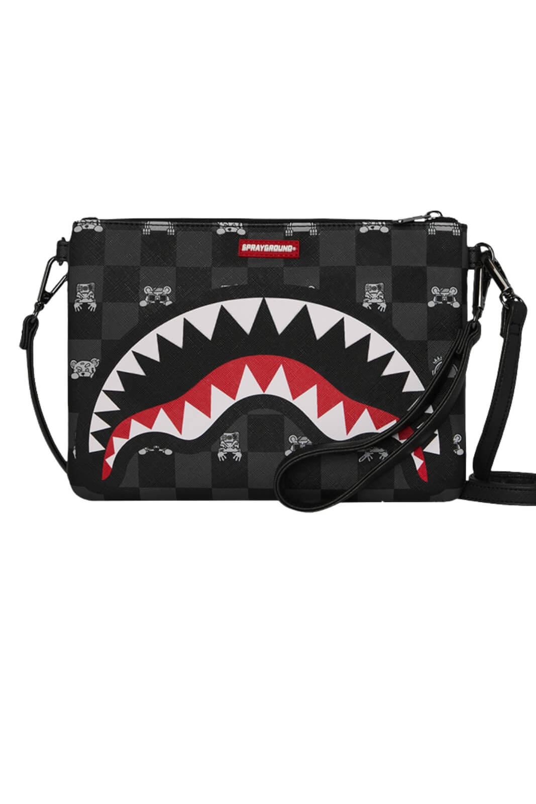 Sprayground Pochette Gray Peeking Check Crossover Clutch
