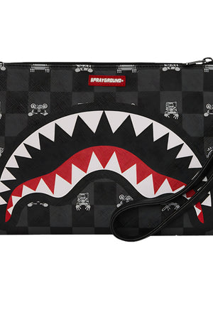 Sprayground Pochette Gray Peeking Check Crossover Clutch