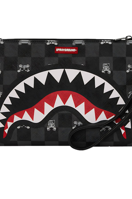 Sprayground Pochette Gray Peeking Check Crossover Clutch