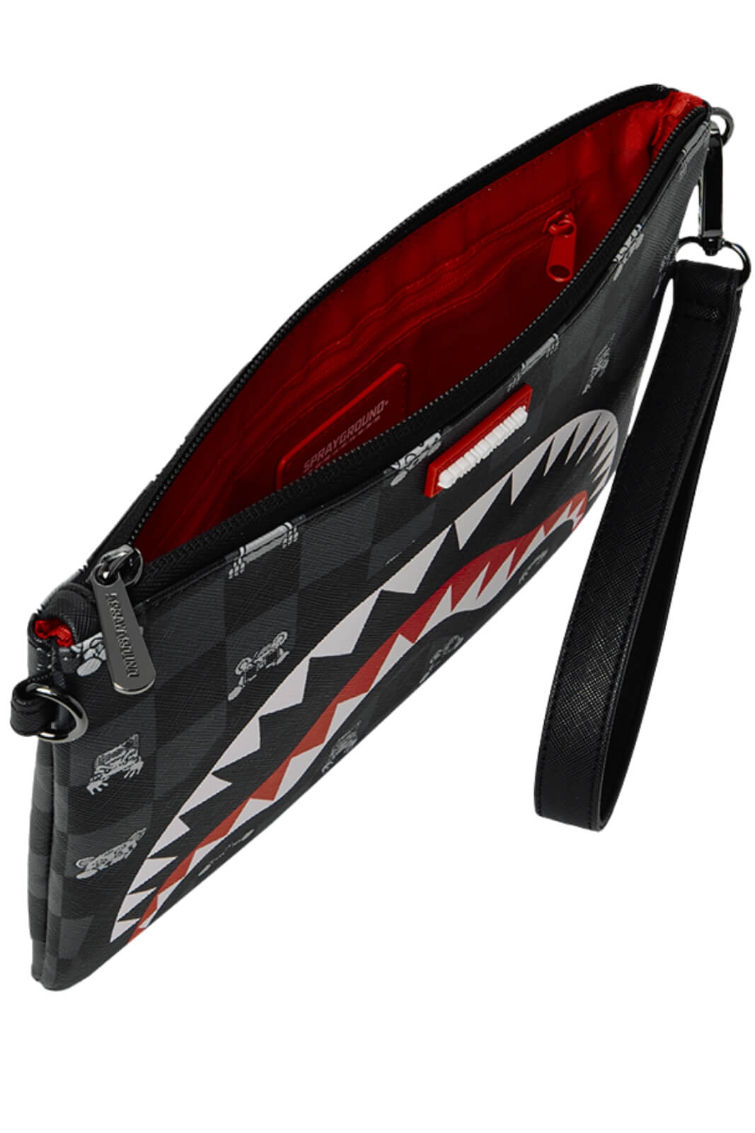 Sprayground Pochette Gray Peeking Check Crossover Clutch