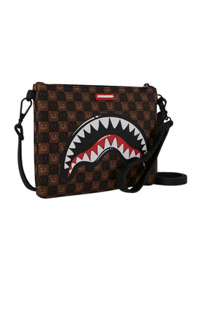 Sprayground Pochette Shark Brown Check