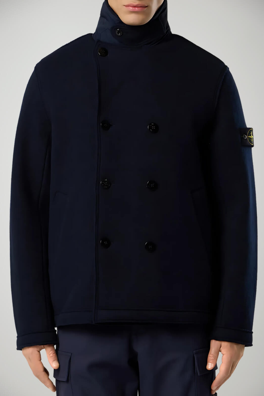 Stone Island men's pea coat FELTED RWS WOOL