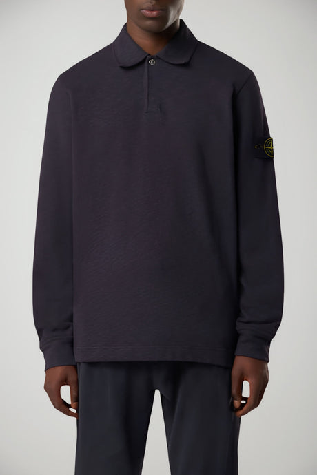Felpa da uomo Stone Island melange con colletto fronte 1