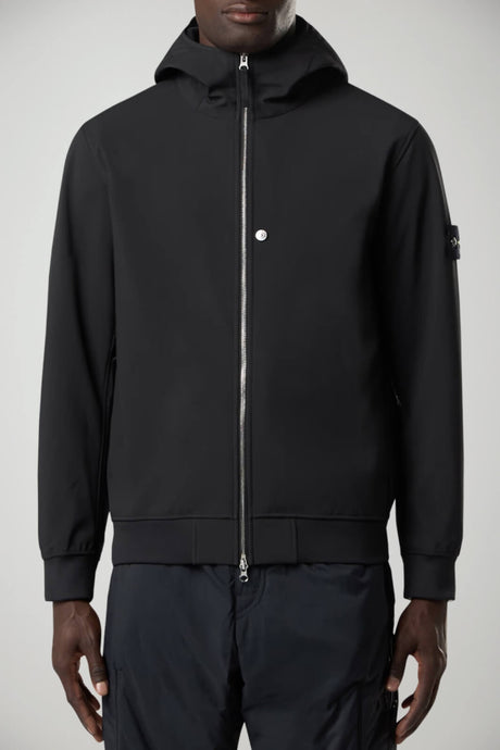 Giubbino da uomo Stone Island in Soft Shell con cappuccio fronte 1