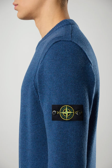 Suéter de punto recto de lana de cordero para hombre de Stone Island