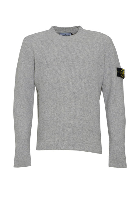 Maglia da uomo Stone Island girocollo con logo rimovibile fronte