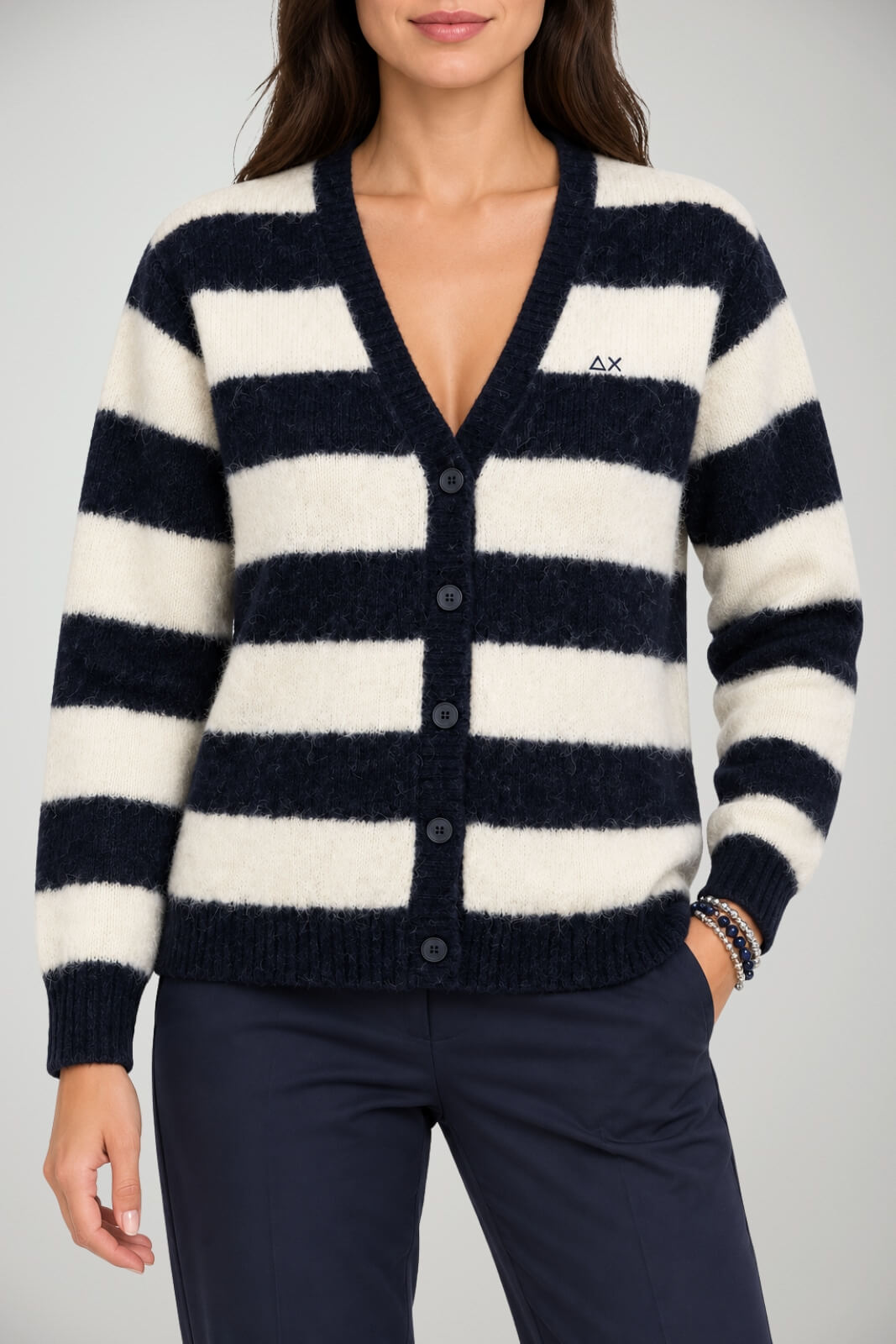 Sun68 Cardigan Donna a righe in misto lana