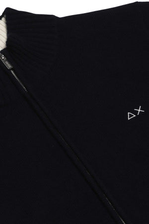 Sun68 Cardigan Uomo Zipper in Misto Lana Merino e Cashmere