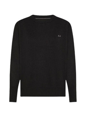 Sun68 Maglia Donna con Orli a Costine con Misto Lana Merino