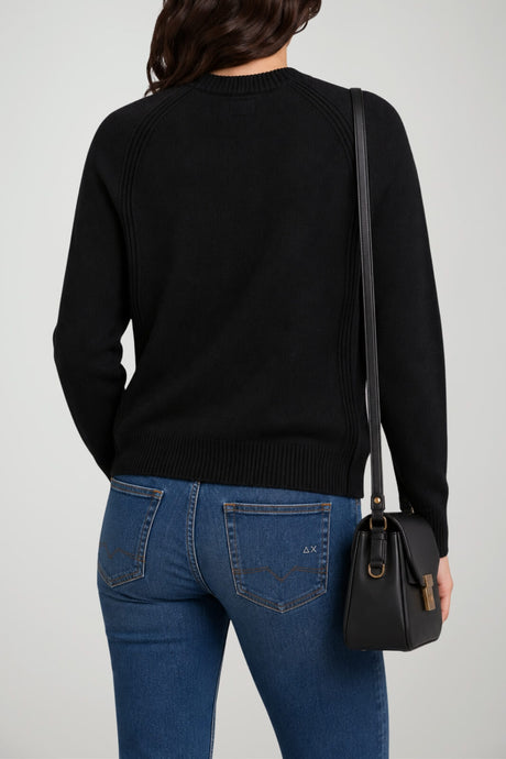 Sun68 Maglia Donna con Orli a Costine con Misto Lana Merino