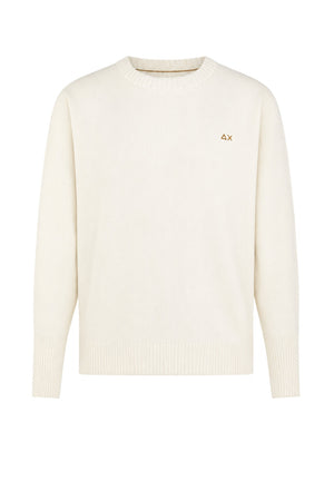 Sun68 Maglia Donna con Orli a Costine con Misto Lana Merino