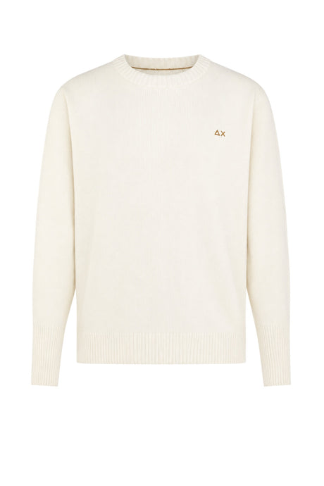 Sun68 Maglia Donna con Orli a Costine con Misto Lana Merino