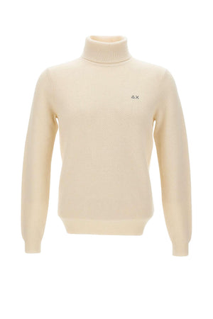 Sun68 Maglia Uomo Dolcevita Punto Riso in Misto Lana Merino e Cotone