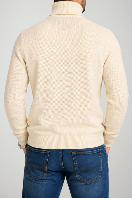 Sun68 Maglia Uomo Dolcevita Punto Riso in Misto Lana Merino e Cotone