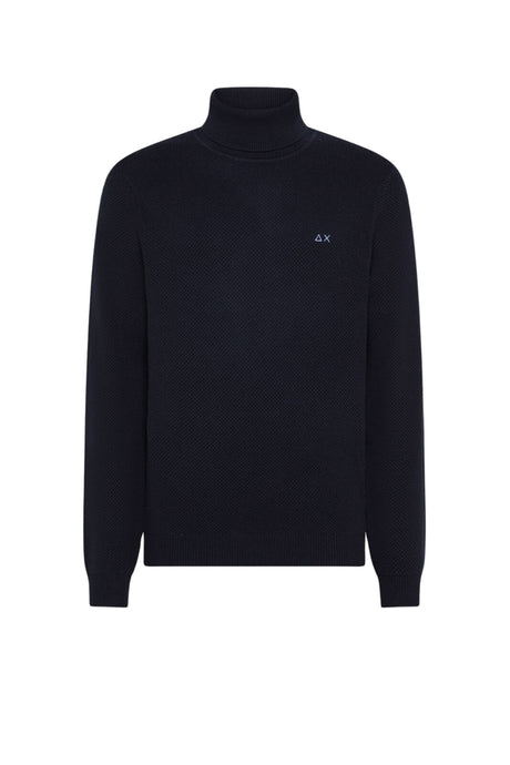 Sun68 Maglia Uomo Dolcevita Punto Riso in Misto Lana Merino e Cotone