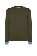 Sun68 Maglia Uomo Gomiti a Contrasto in Misto Lana Merino e Cotone