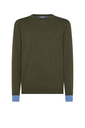 Sun68 Maglia Uomo Gomiti a Contrasto in Misto Lana Merino e Cotone