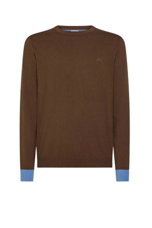 Sun68 Maglia Uomo Gomiti a Contrasto in Misto Lana Merino e Cotone