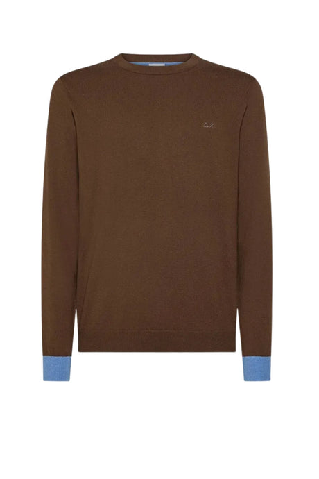Sun68 Maglia Uomo Gomiti a Contrasto in Misto Lana Merino e Cotone
