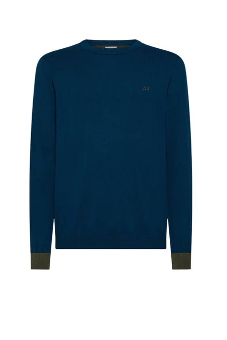 Sun68 Maglia Uomo Gomiti a Contrasto in Misto Lana Merino e Cotone