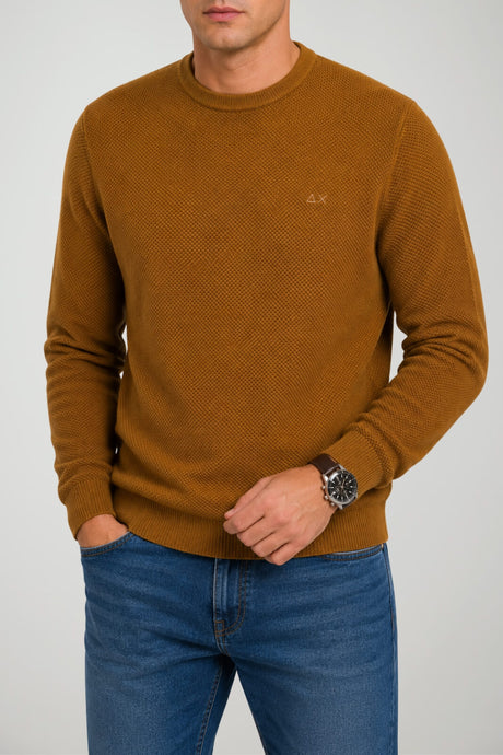 Sun68 Maglia Uomo Punto Riso in Misto Lana Merino e Cotone