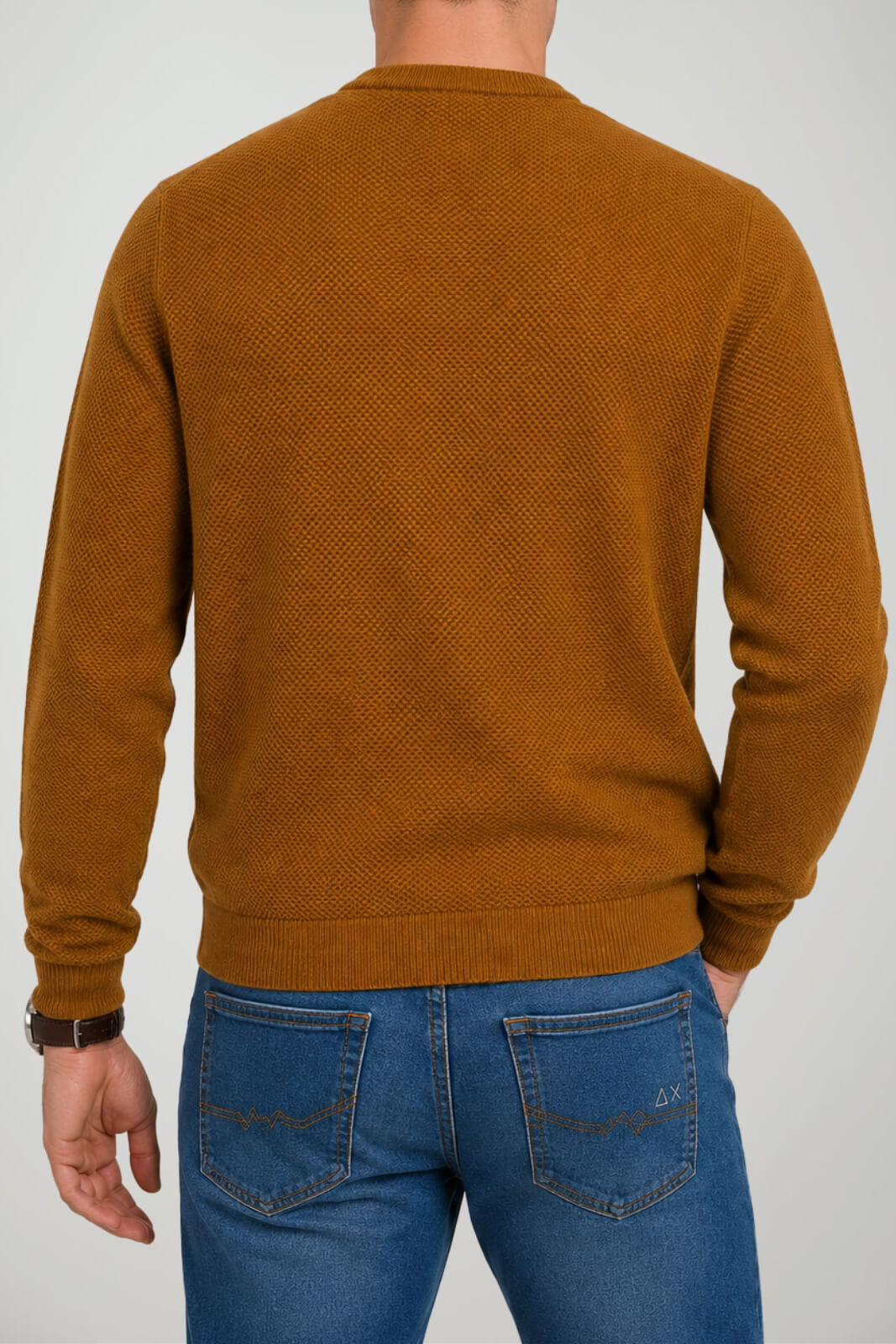 Sun68 Maglia Uomo Punto Riso in Misto Lana Merino e Cotone