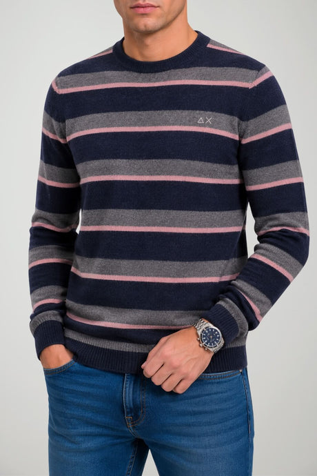 Sun68 Maglia Uomo Stripes in Misto Lana Merino e Alpaca