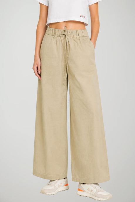 Sun68 Pantaloni Donna Wide Leg con Coulisse