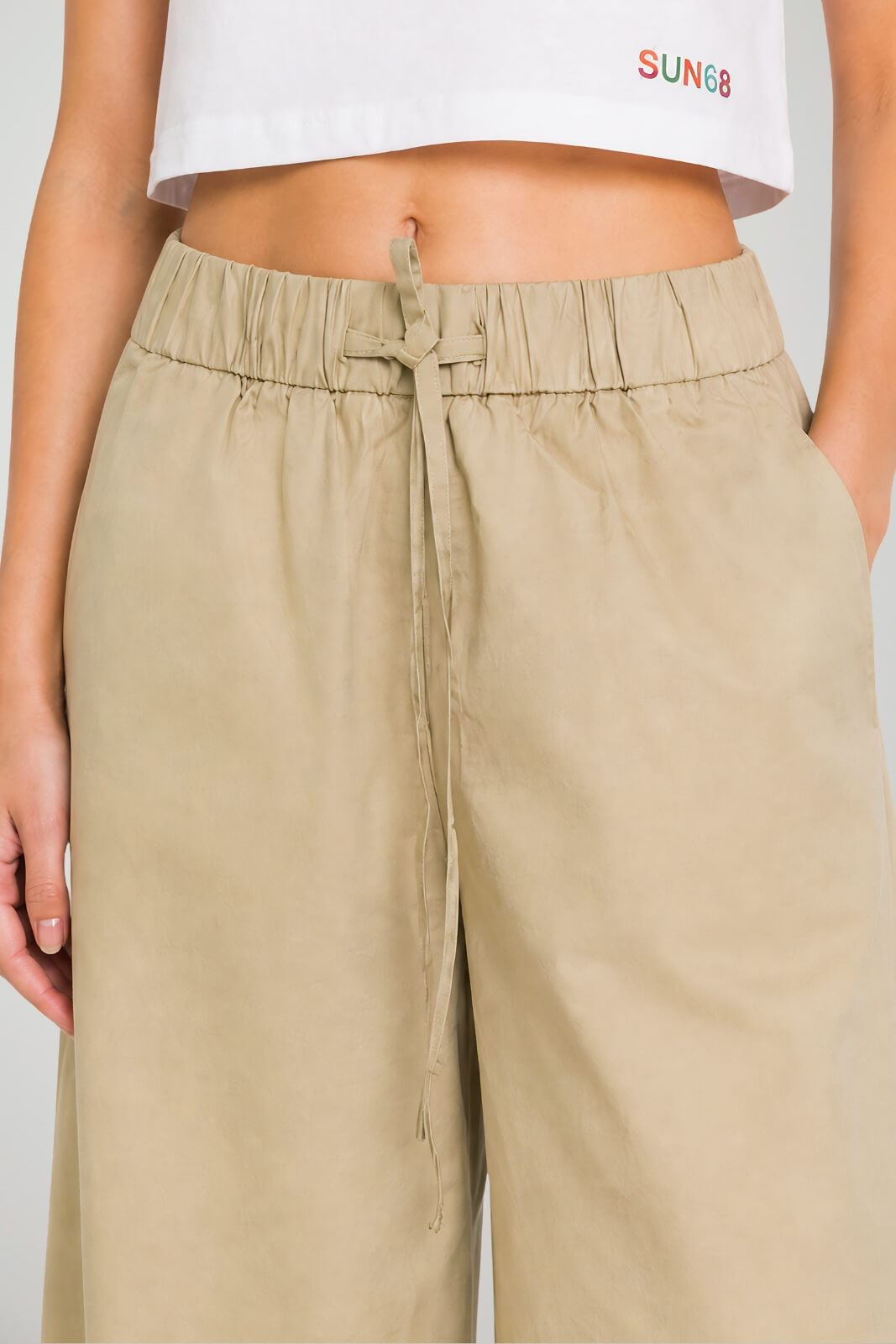 Sun68 Pantaloni Donna Wide Leg con Coulisse