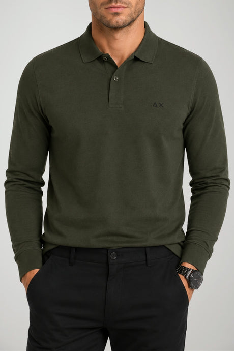 Sun68 Polo Uomo Maniche Lunghe in Misto Cotone