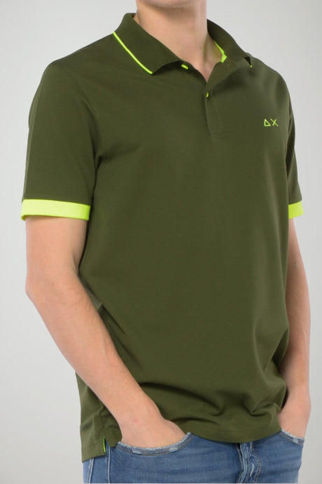 Sun68 Polo Uomo con strisce fluo